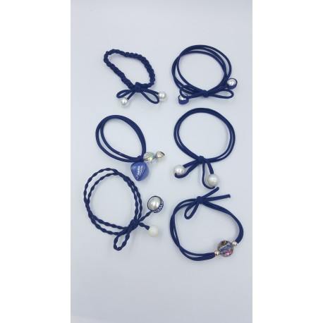 Hair Ties Hair Holder 6pcs Set Navy Blue Series Cindy Jewellery
